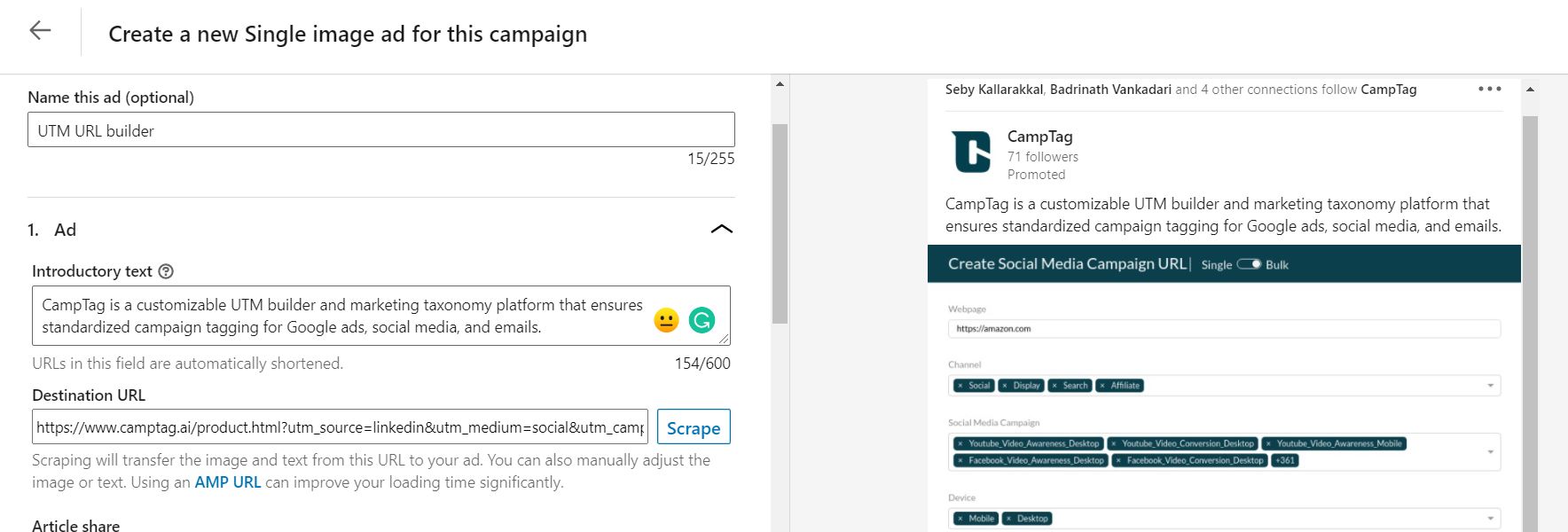 Ad Text on Linkedin Campaigns